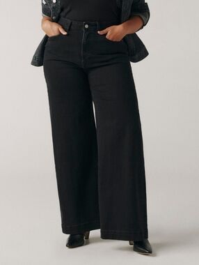 Warp + Weft NCE nice cote Wide Leg inkwell Black Jeans